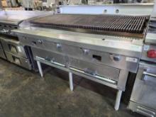 SouthBend 60 in. Gas Charbroiler with 2 warming Compartments on Legs