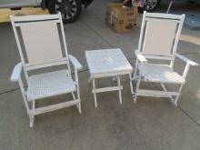 Folding wicker Rocking Chairs & Table