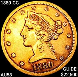 1880-CC $5 Gold Half Eagle CHOICE AU