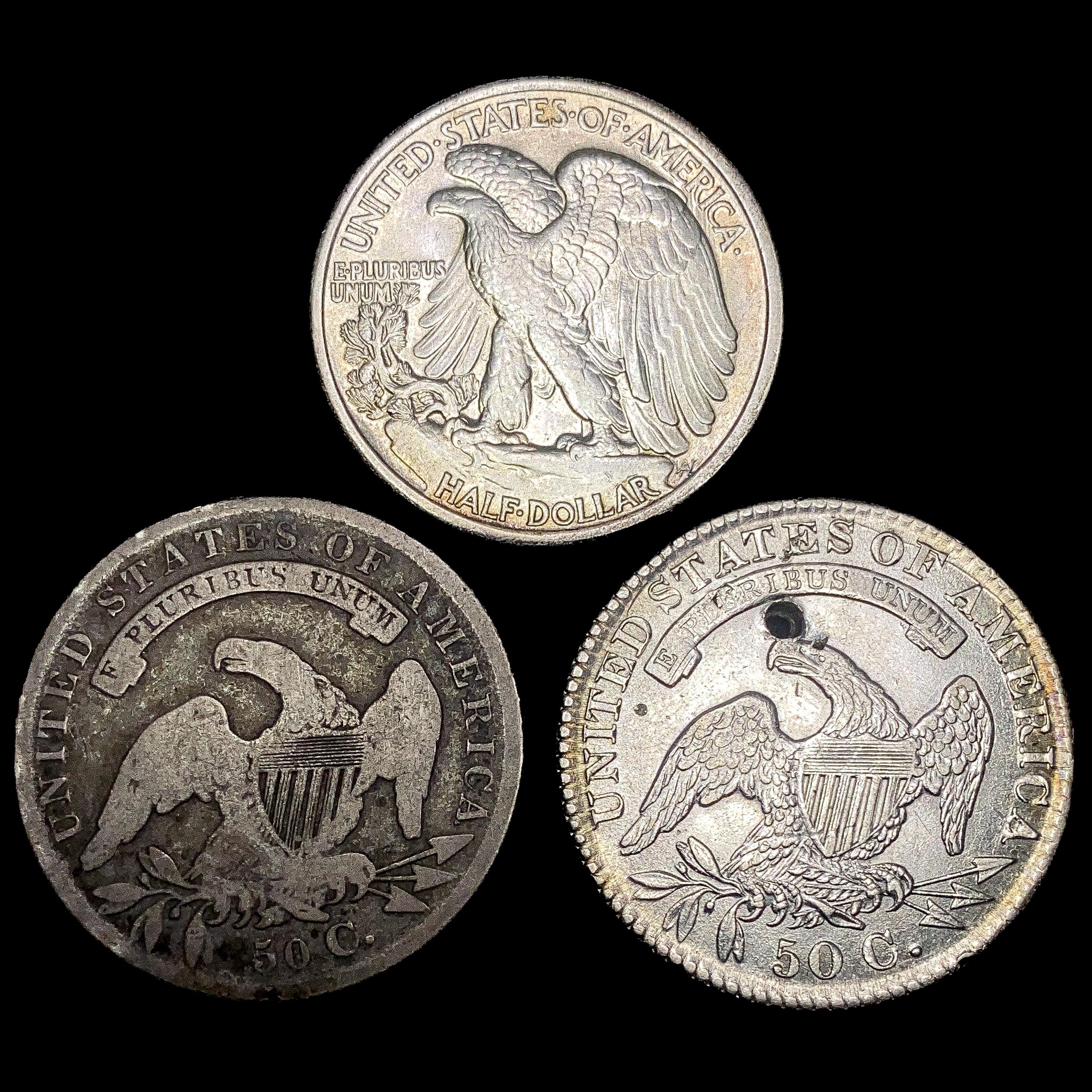 [3] Varied US SILV Half Dollars [1830, 1836, 1935]