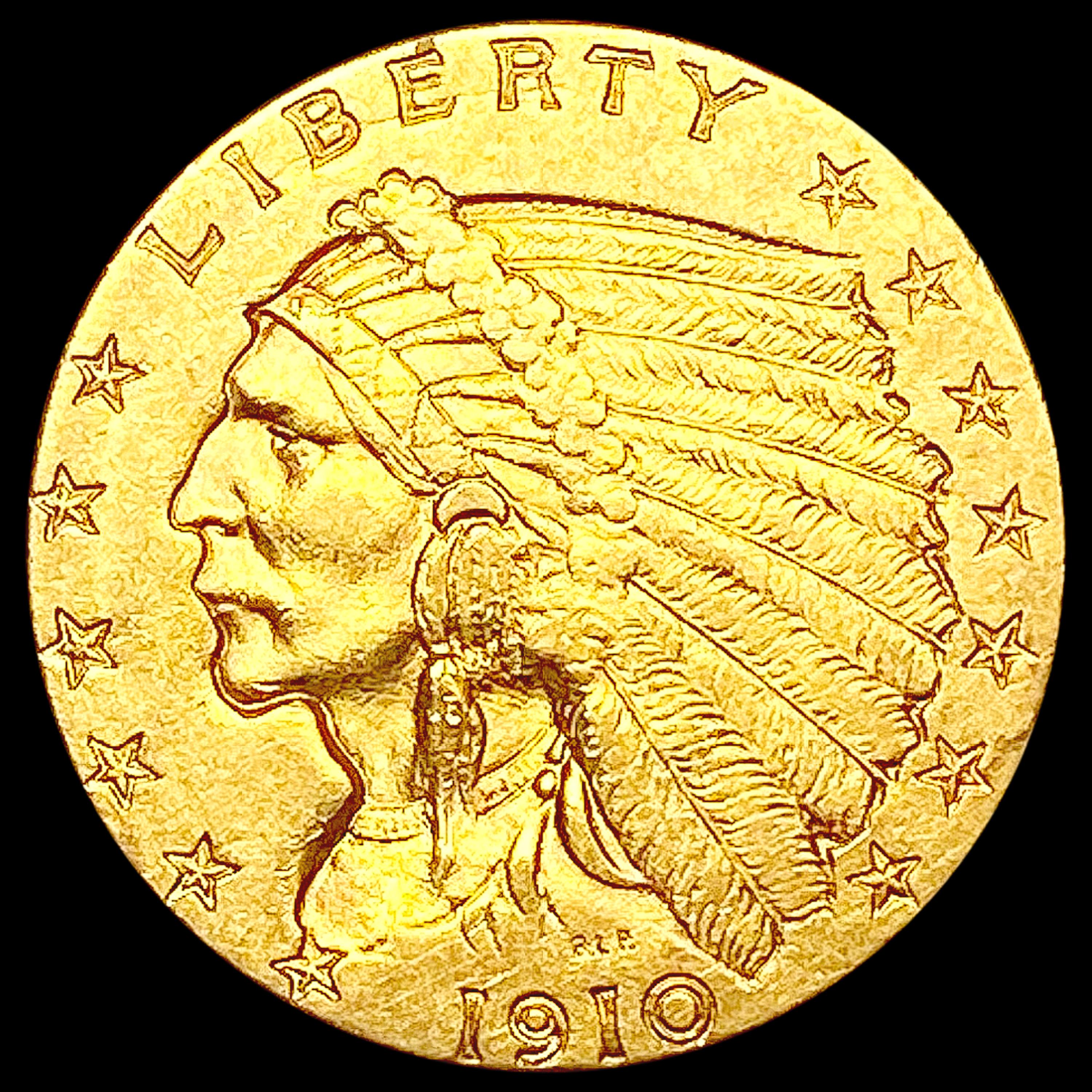 1910 $2.50 Gold Quarter Eagle CLOSELY UNCIRCULATED