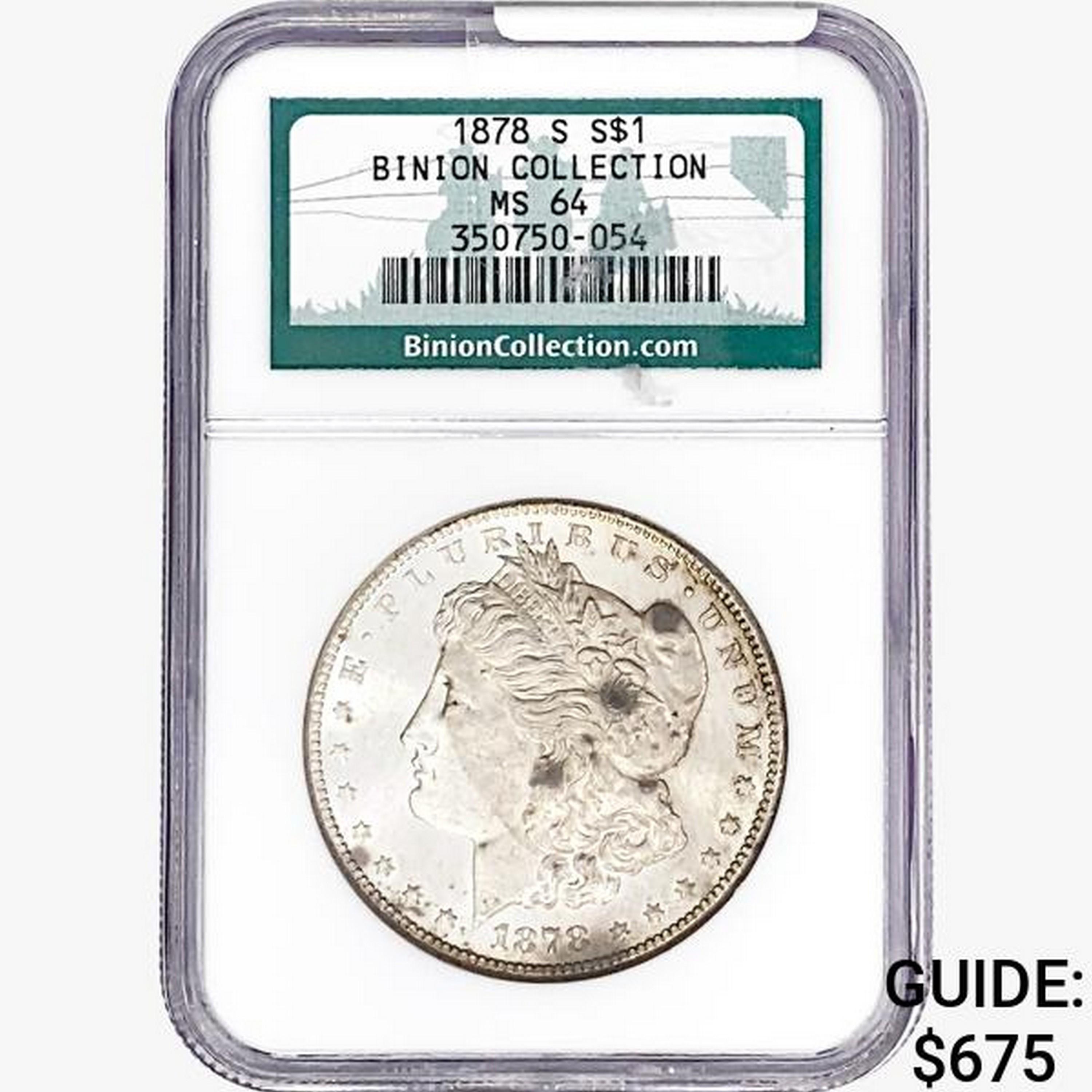 1878-S Morgan Silver Dollar NGC MS64 Binion COLL.