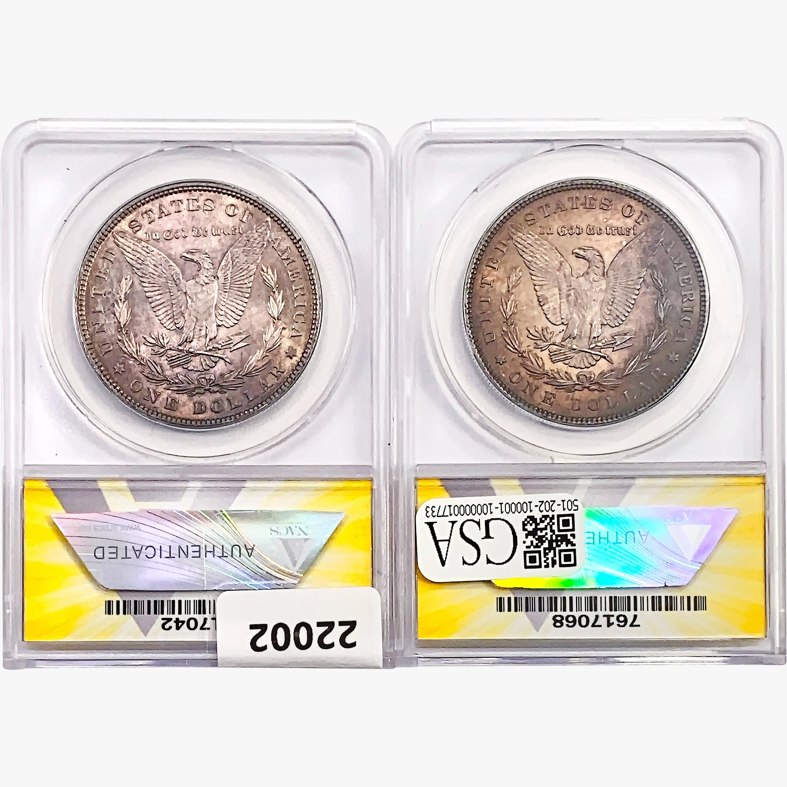 1881&1884 [2] Morgan Silver Dollar ANACS MS62/63