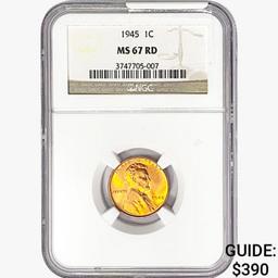 1945 Wheat Cent NGC MS67 RD