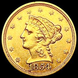 1854 $2.50 Gold Quarter Eagle CLOSELY UNCIRCULATED