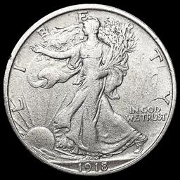 1918-D Walking Liberty Half Dollar NEARLY UNCIRCUL