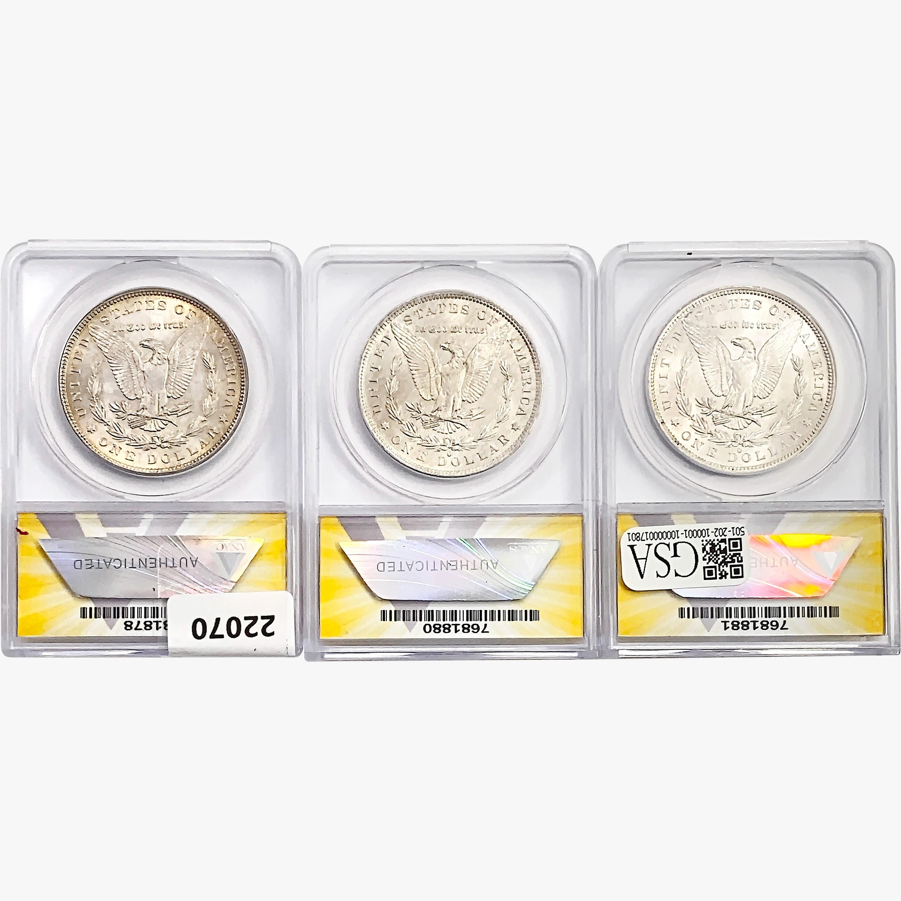 1883 [3] Morgan Silver Dollar ANACS MS63