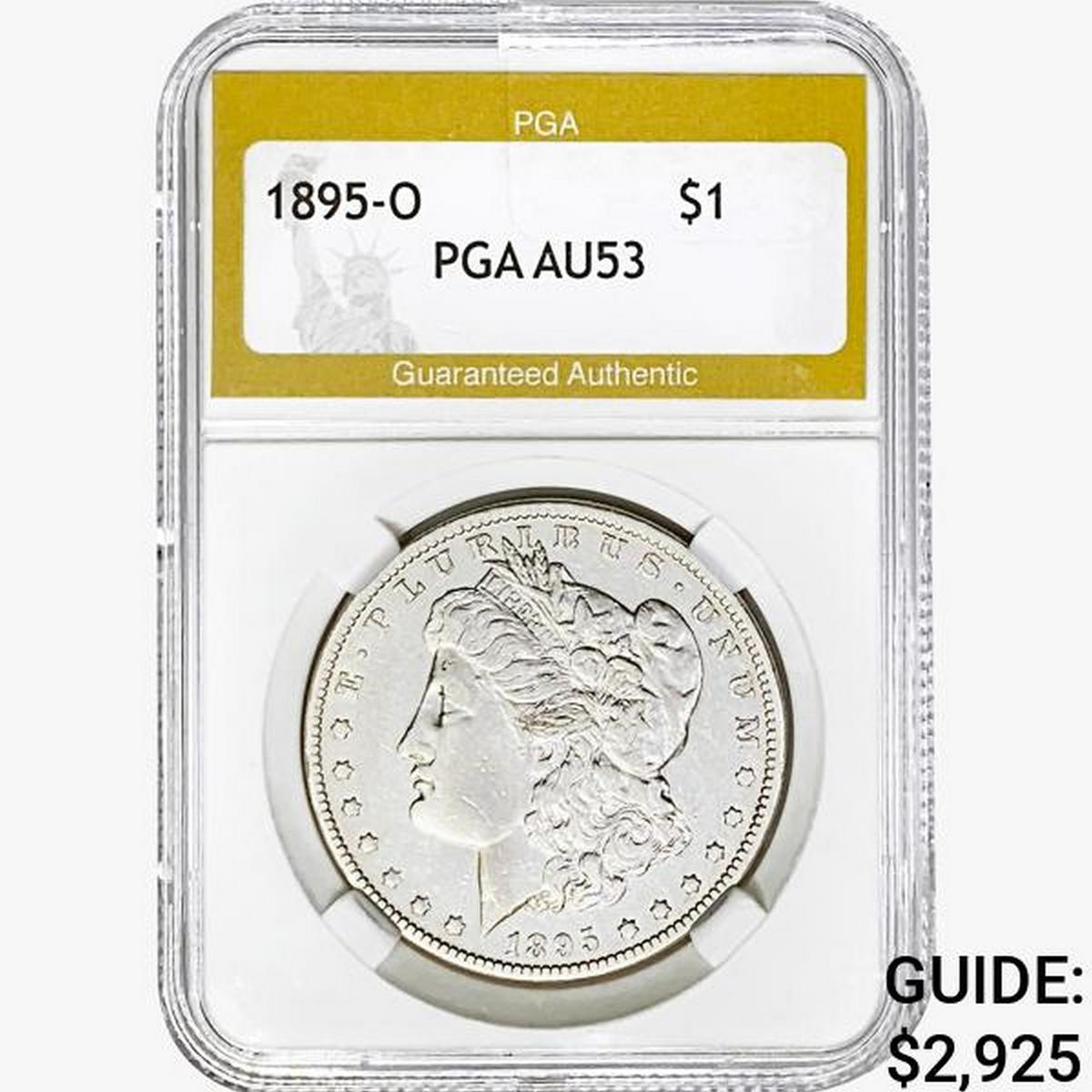 1895-O Morgan Silver Dollar PGA AU53