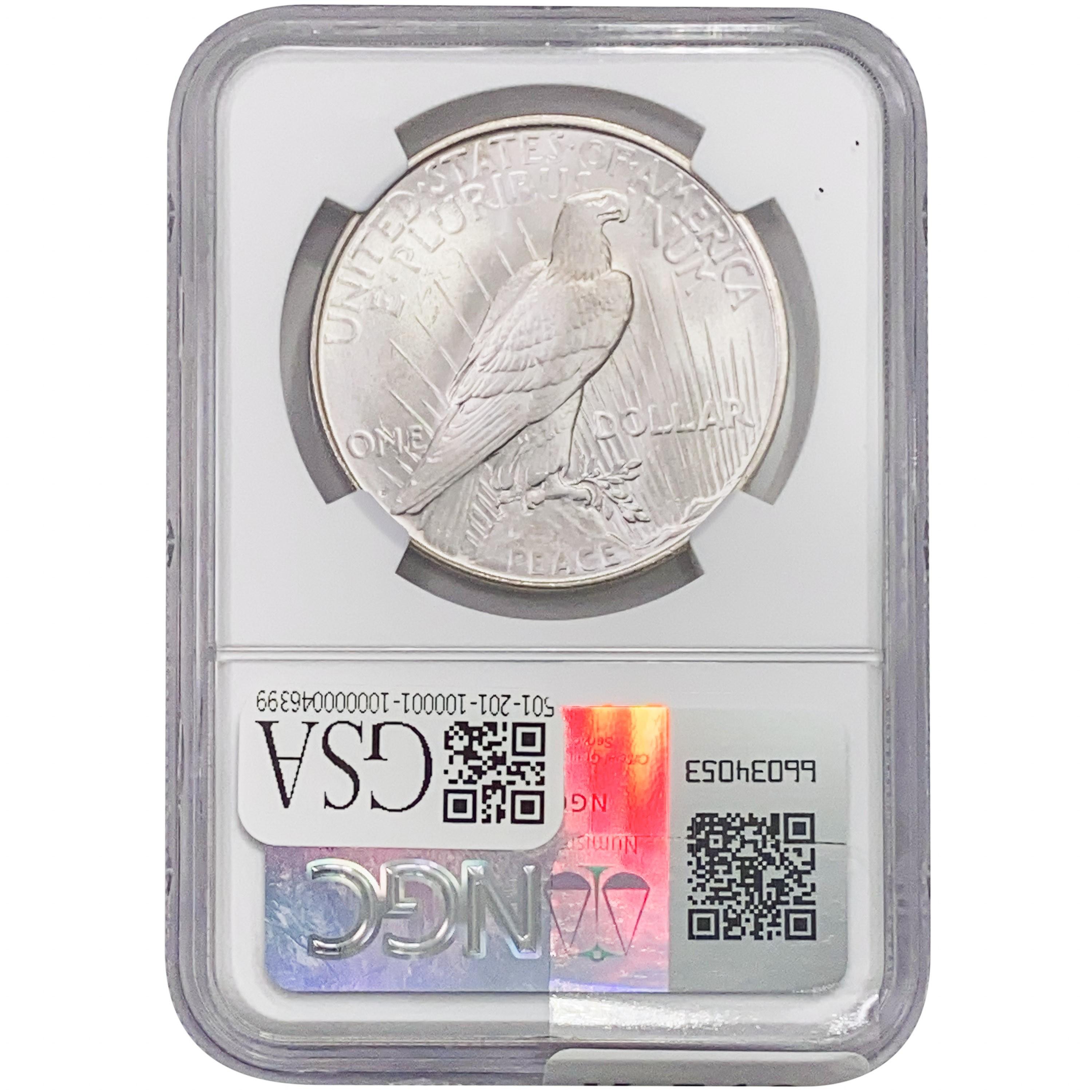1923-D Silver Peace Dollar NGC MS65