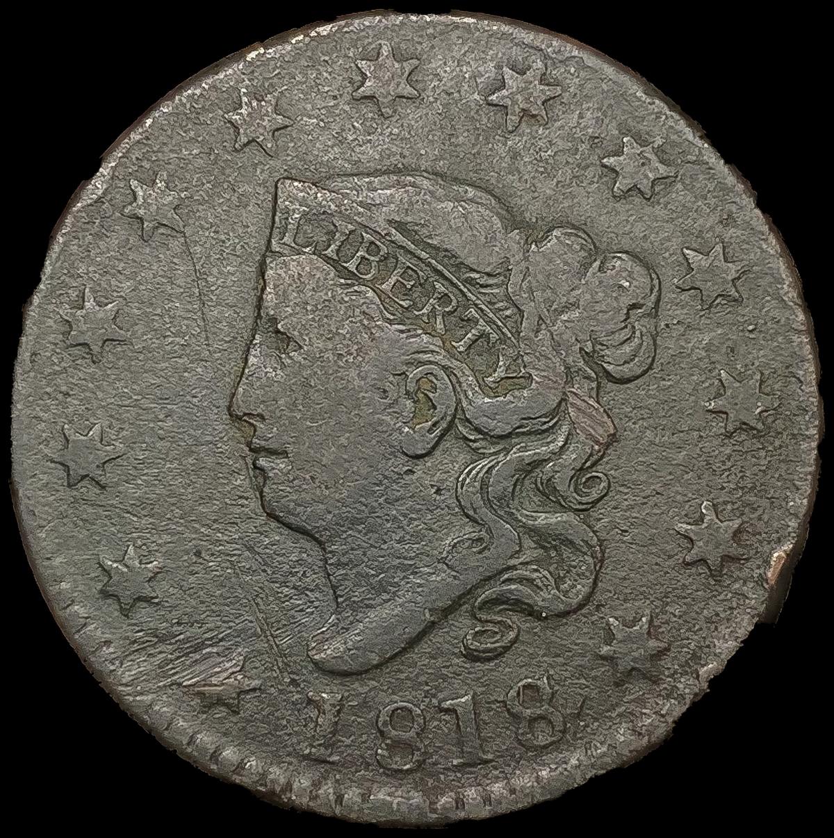1818 Coronet Head Large Cent NEARLY UNCIRCULATED