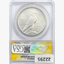 1926 Silver Peace Dollar ANACS AU55 VAM-2 DD REV