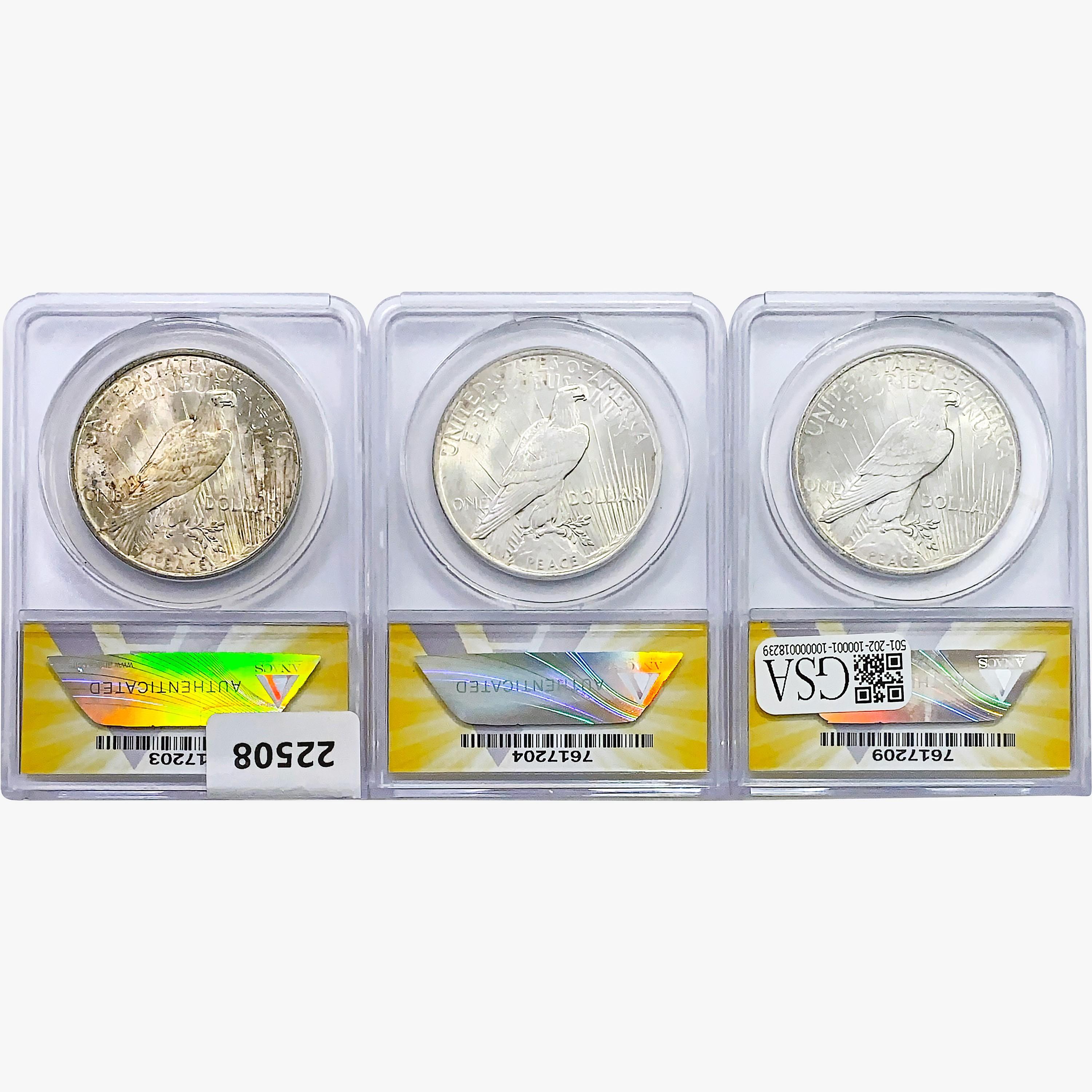 1923 [3] Silver Peace Dollar ANACS MS64