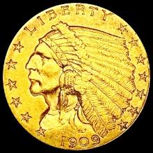 1909 $2.50 Gold Quarter Eagle CLOSELY UNCIRCULATED