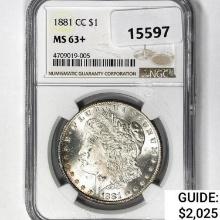 1881-CC Morgan Silver Dollar NGC M63+