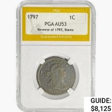 1797 Draped Bust Large Cent PGA AU53 REV 97, Stems