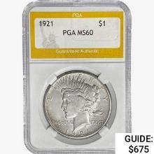 1921 Silver Peace Dollar PGA MS60