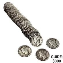 1942 Mercury Dime Roll [50 Coins]