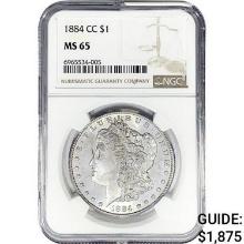 1884-CC Morgan Silver Dollar NGC MS65