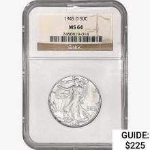 1945-D Walking Liberty Half Dollar NGC MS64