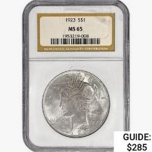 1923 Silver Peace Dollar NGC MS65