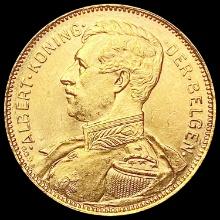 1914 Belgium Gold 20 Francs 0.1876oz CHOICE BU