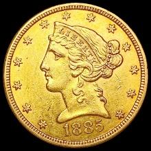 1885-S $5 Gold Half Eagle UNCIRCULATED