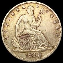 1858-O Seated Liberty Half Dollar CLOSELY UNCIRCUL