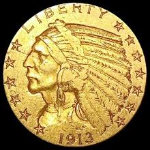 1913 $5 Gold Half Eagle NEARLY UNCIRCULATED