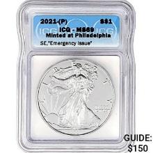 2021-P Silver Eagle ICG MS69 Emergency Issue