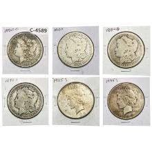 1880-1935 [6] US Silver Dollars