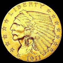 1911 $2.5 Gold Quarter Eagle CLOSELY UNCIRCULATED