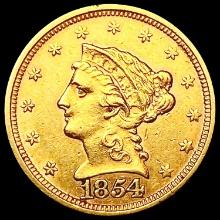 1854 $2.5 Gold Quarter Eagle CLOSELY UNCIRCULATED