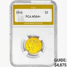1910 $5 Gold Half Eagle PGA MS64+