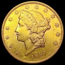 1897-S $20 Gold Double Eagle CHOICE AU