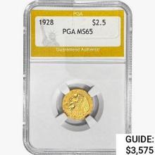 1928 $2.50 Gold Quarter Eagle PGA MS65