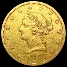 1847 $10 Gold Eagle LIGHTLY CIRCULATED