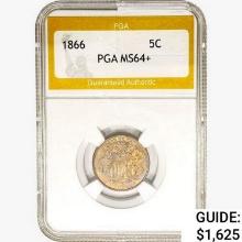 1866 Shield Nickel PGA MS64+