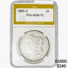 1885-O Silver Trade Dollar PGA  MS66 PL