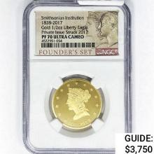 1838-2017 Smithsonian Gold 1/2oz Sovereign NGC PF7