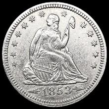 1853 Arws & Rays Seated Liberty Quarter CLOSELY UN