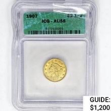 1907 $2.50 Gold Quarter Eagle ICG AU58