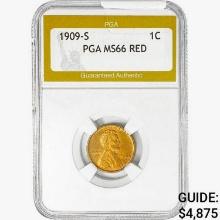 1909-S Wheat Cent PGA MS66 RED