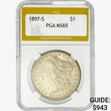 1897-S Morgan Silver Dollar PGA MS65