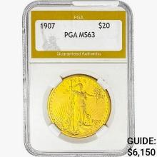 1907 $20 Gold Double Eagle PGA MS63