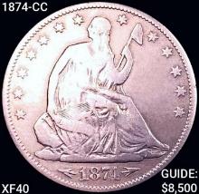 1874-CC Seated Liberty Half Dollar NEARLY UNCIRCULATED