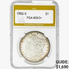 1902-S Morgan Silver Dollar PGA MS63+