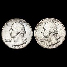 1950, 1959 Washington Quarter Set [2 Coins] UNCIRC
