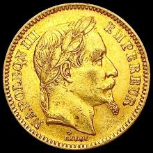 1863 French Gold 20 Francs 0.1867oz CLOSELY UNCIRC