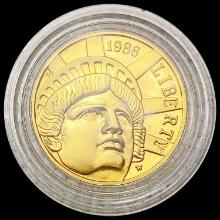 1986-W US $5 Gold Liberty Coin  GEM PROOF