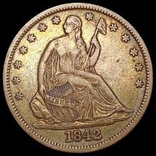 1842 Seated Liberty Half Dollar CLOSELY UNCIRCULAT